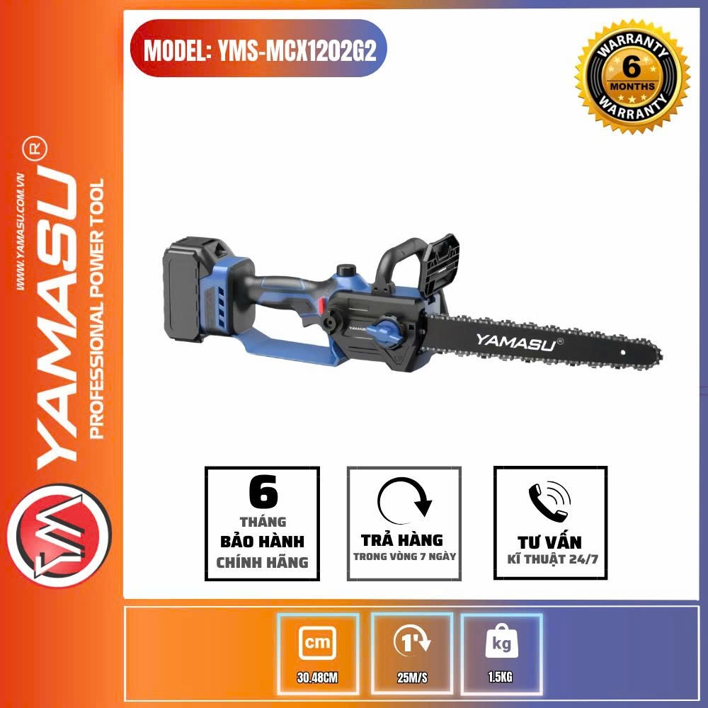 MÁY CƯA XÍCH PIN YAMASU YMS-MCX1202G2 CÔNG SUẤT 1200W PIN 21V