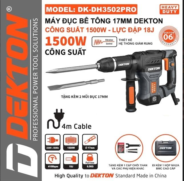 MÁY ĐỤC 17MM 1500W DEKTON DK-DH3502XPRO