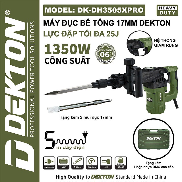 MÁY ĐỤC BÊ TÔNG 1350W DEKTON DK-DH3505XPRO
