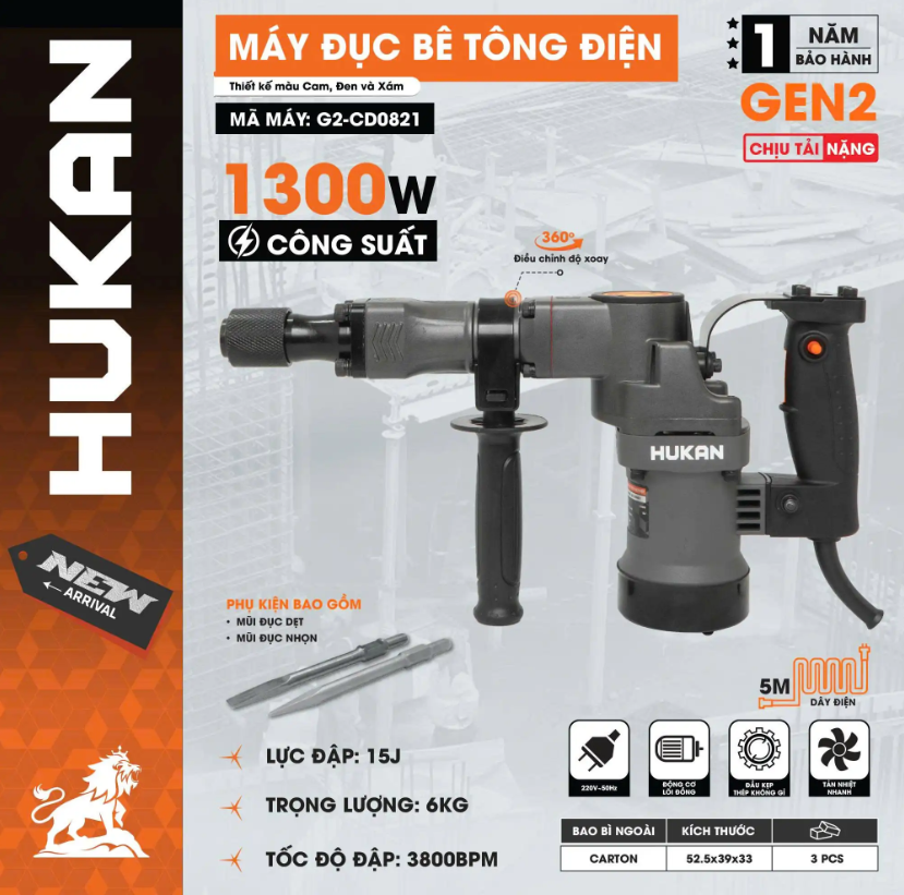 MÁY ĐỤC BÊ TÔNG ĐIỆN HUKAN G2-CD0821