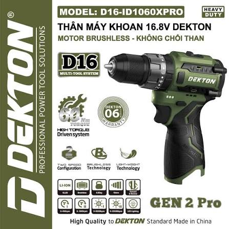 MÁY KHOAN 3 CHỨC NĂNG DÙNG PIN 16.8V DEKTON D16-ID1060XPRO