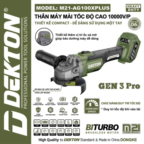 MÁY MÀI GÓC DÙNG PIN 21V DEKTON M21-AG100XPLUS (Chưa Pin & Sạc)