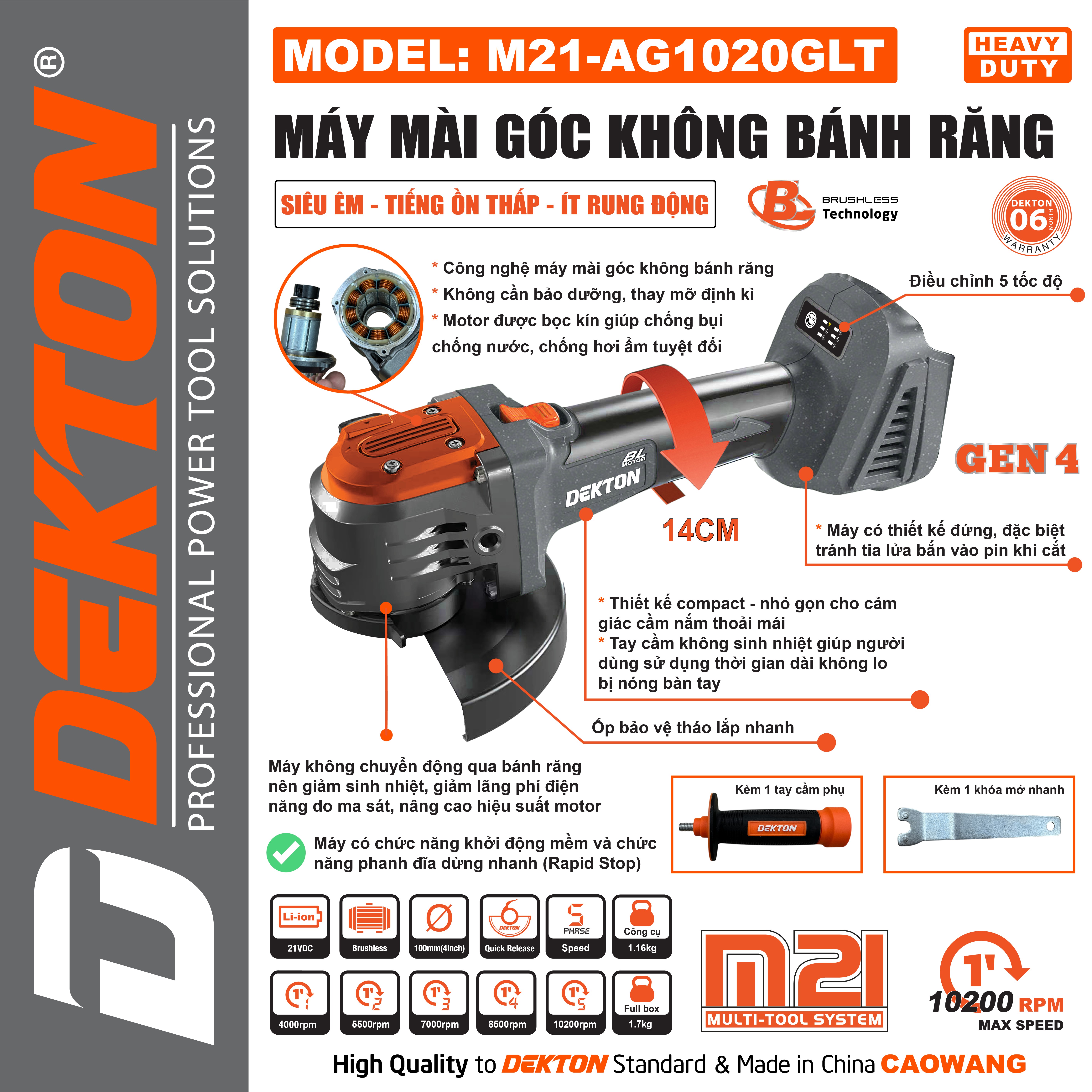 MÁY MÀI KHÔNG BÁNH RĂNG DÙNG PIN DEKTON M21-AG1102LGB