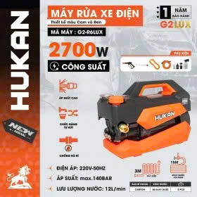 MÁY RỬA XE ĐIỆN CÓ CHỈNH ÁP HUKAN G2-R6LUX