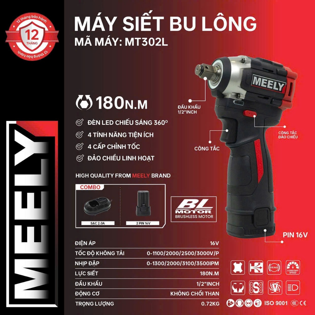 MÁY VẶN BULONG PIN MEELY MT302L