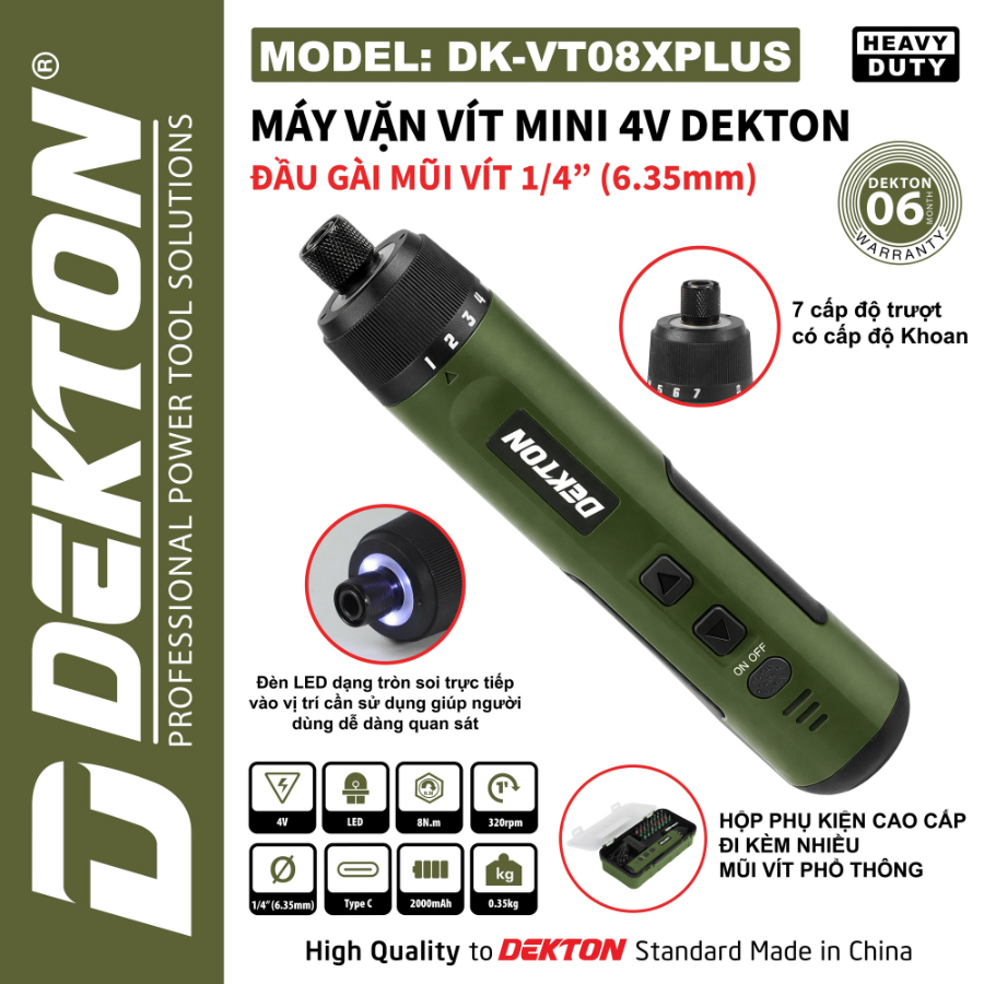 MÁY VẶN VÍT CẦM TAY MINI 4V DEKTON DK-VT08XPLUS
