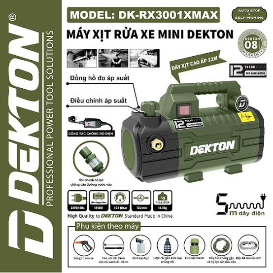 MÁY XỊT RỬA XE MINI DEKTON DK-RX3001XMAX