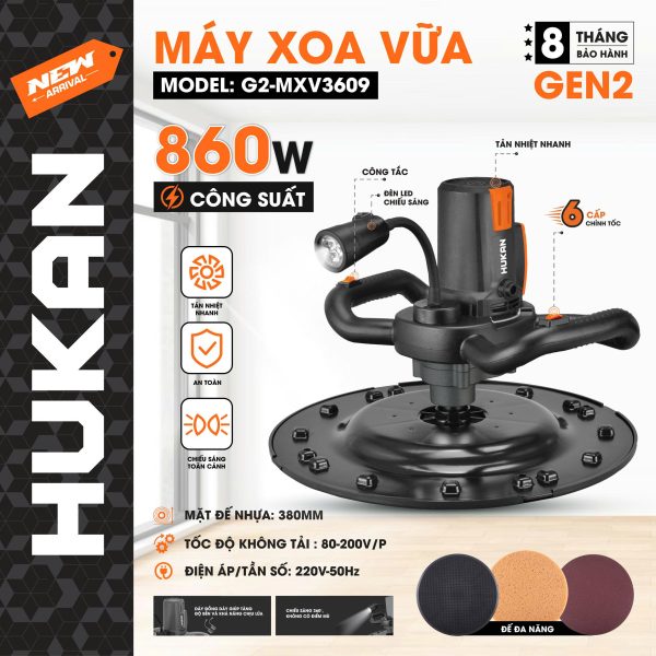 MÁY XOA VỮA ĐIỆN HUKAN G2-MXV3609