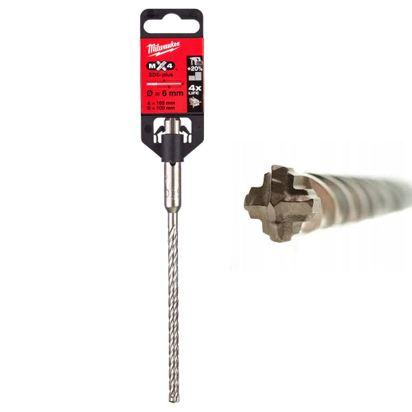 MŨI KHOAN BÊ TÔNG SDS-PLUS MX4 6X165MM MILWAUKEE 4932352012