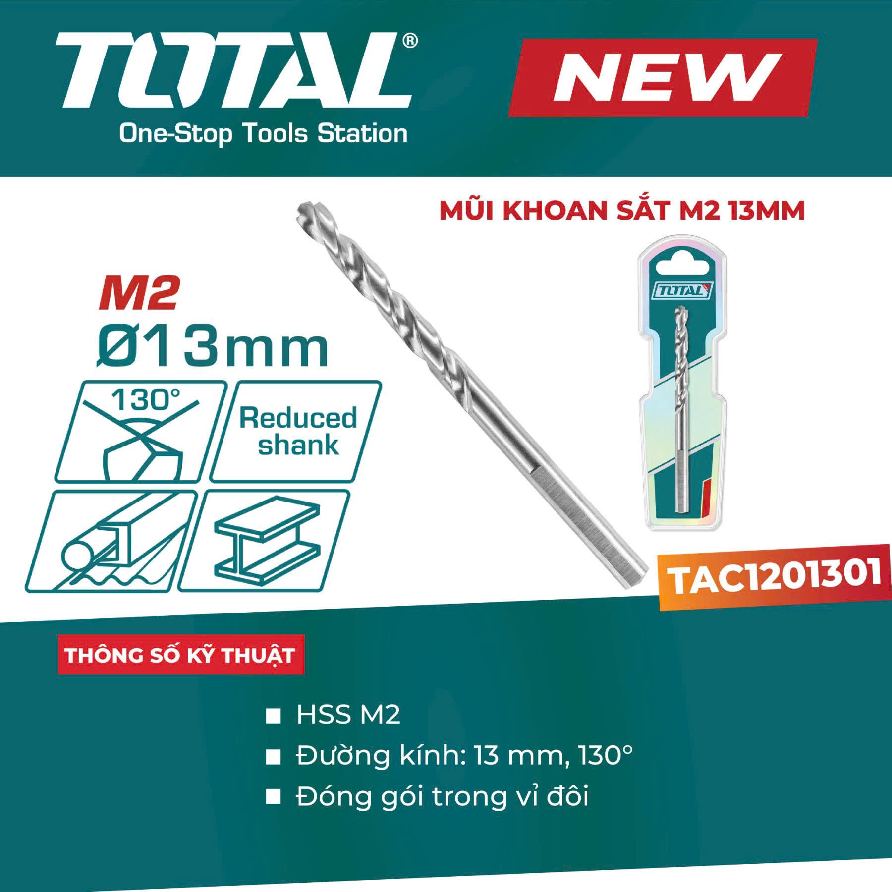 MŨI KHOAN SẮT M2 (13MM) TOTAL TAC1201301