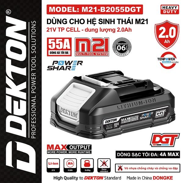 PIN 21V 2.0AH DEKTON M21-B2055DGT