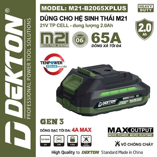 PIN 21V 2.0AH DEKTON M21-B2065XPLUS