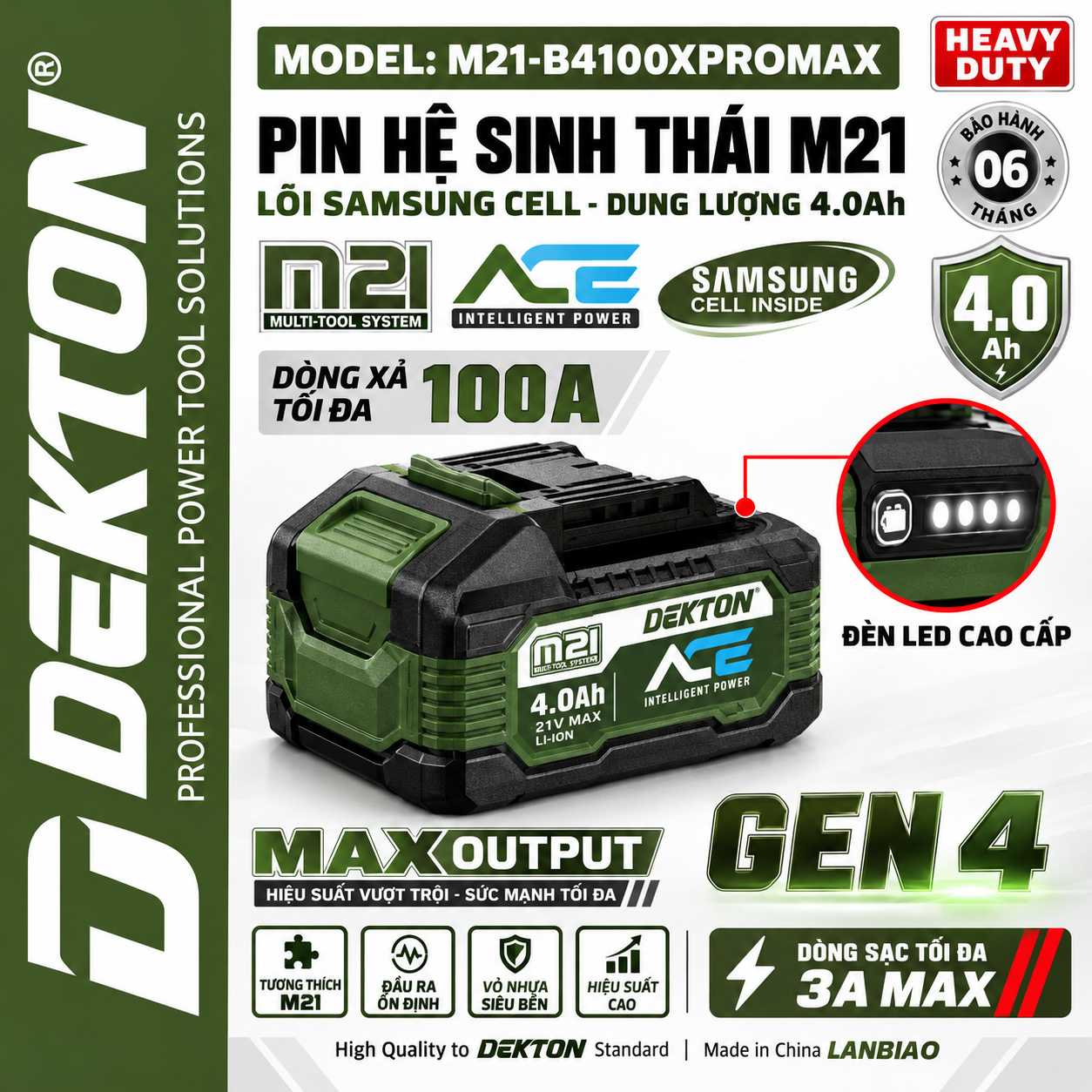 PIN 21V 4.0AH DEKTON M21-B4100XPROMAX