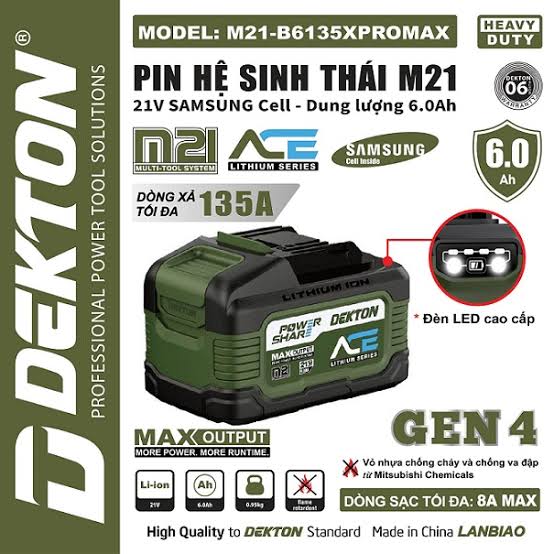 PIN 21V 6.0AH DEKTON M21-B6135XPROMAX