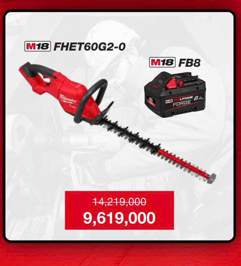 Q3/2025 NPD COMBO MILWAUKEE MÁY TỈA HÀNG RÀO M18 FHET60G2 - PIN M18 FB8