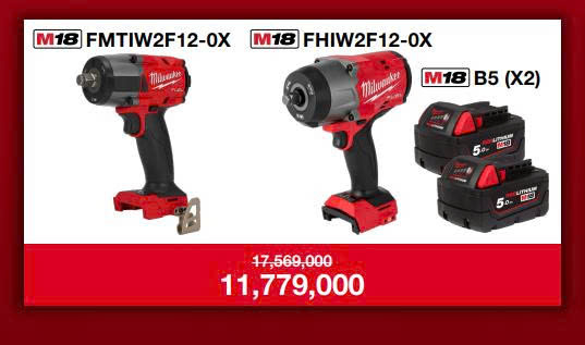 Q3/2025 SP COMBO MILWAUKEE MÁY VẶN BULONG M18 FMTIW2F12 - MÁY VẶN BULONG M18 FHIW2F12 - 2 PIN M18B5