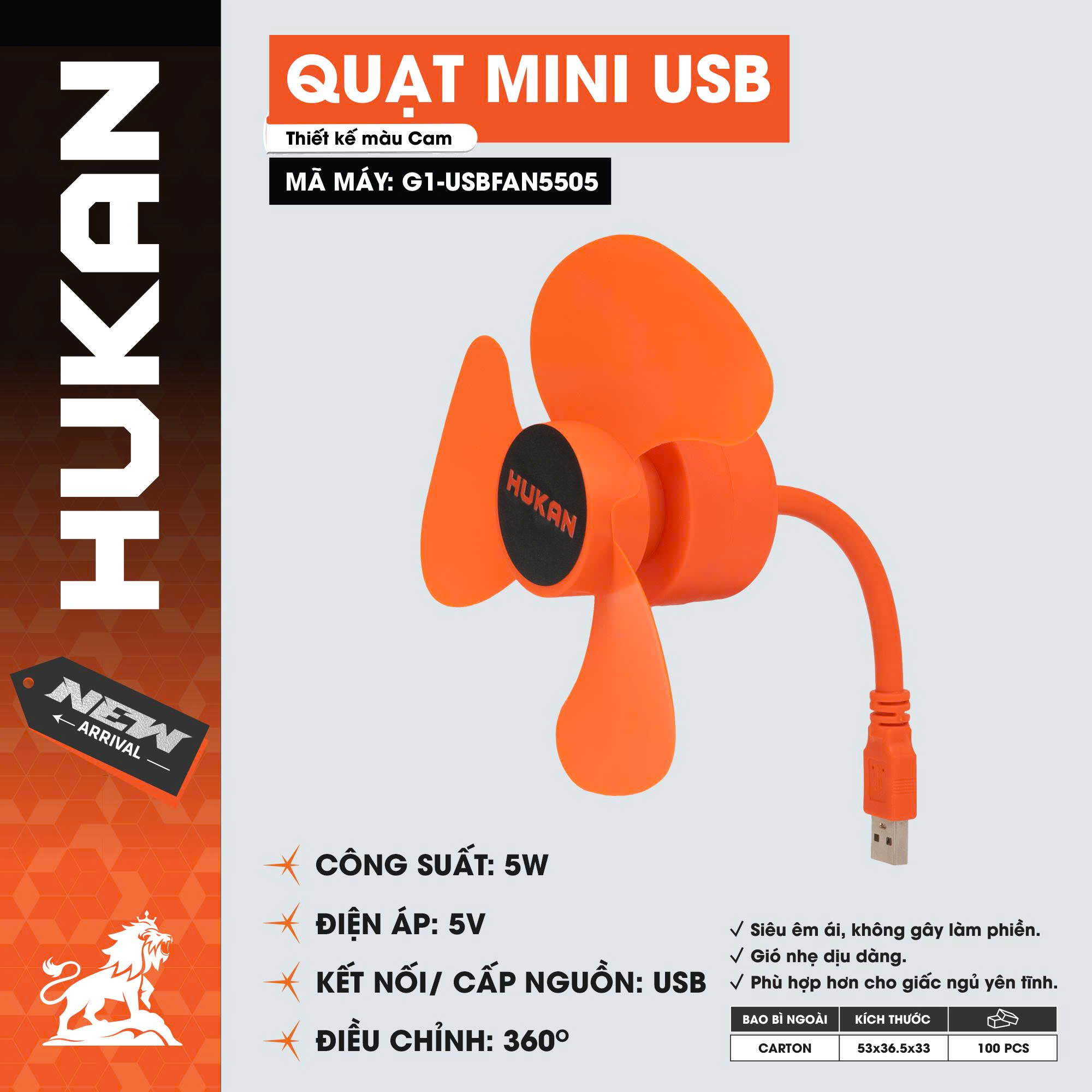 QUẠT MINI USB (GEN 1) HUKAN G1-USBFAN5505