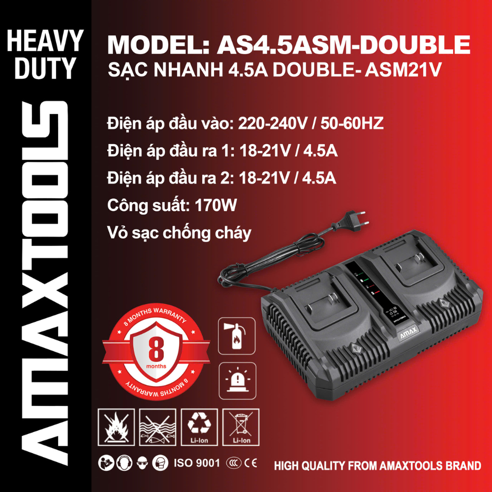 SẠC 2 CỔNG 4.5A AMAXTOOLS AS4.5ASM