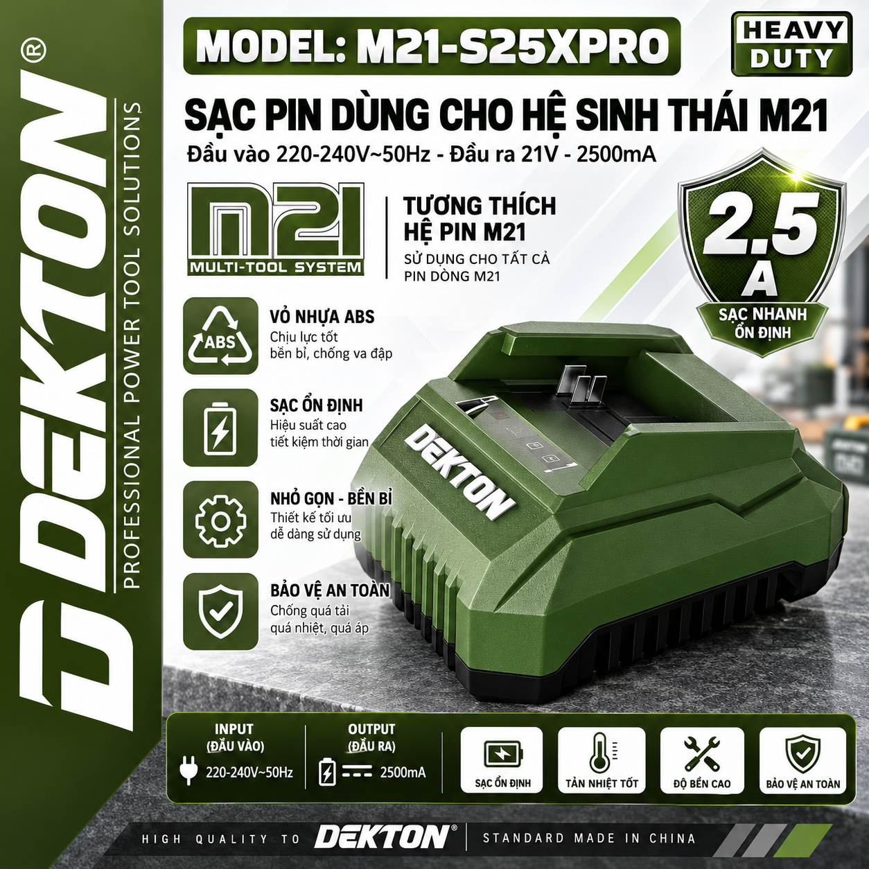 SẠC 21V 2.5A DEKTON M21-S25XPRO