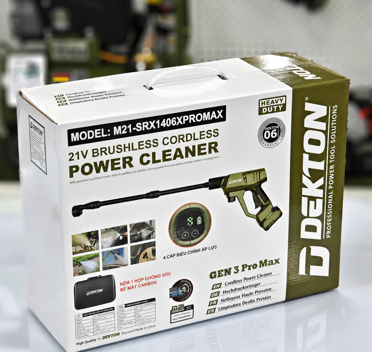 SÚNG XỊT RỬA DÙNG PIN 21V DEKTON M21-SRX1406XPROMAX (MÀU OLIVE)