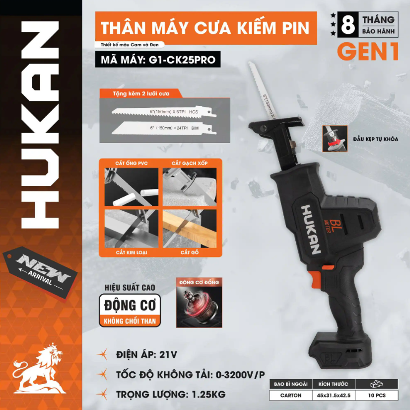 THÂN MÁY CƯA KIẾM PIN HUKAN G1-CK25PRO