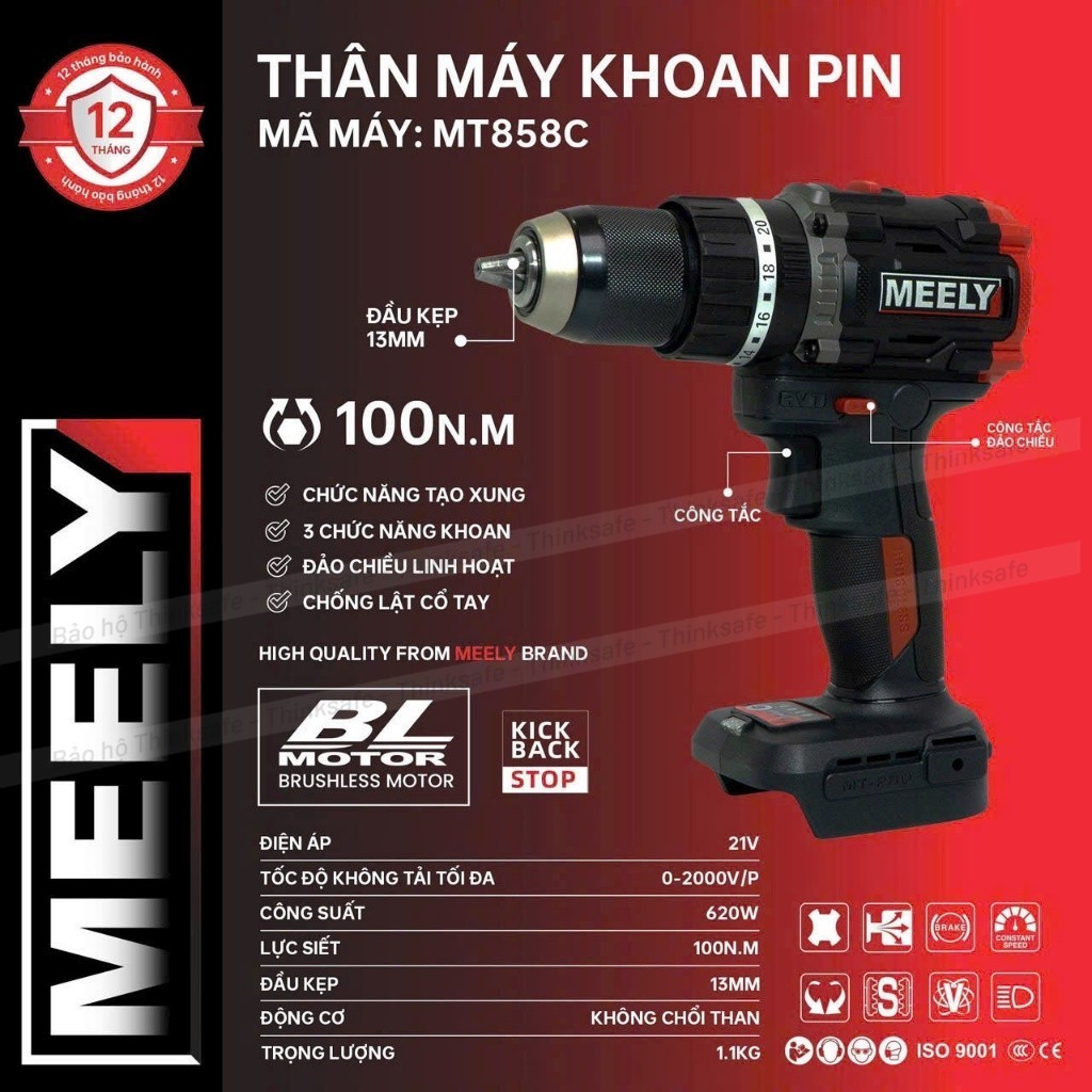 THÂN MÁY KHOAN PIN 3 CHỨC NĂNG MEELY MT858C