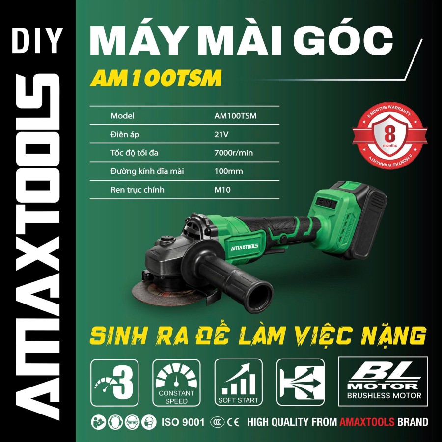 THÂN MÁY MÀI DÙNG PIN 21V 100MM AMAXTOOLS AM100TSM