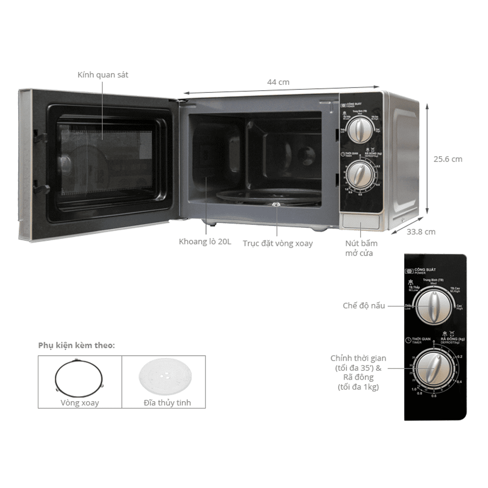 Lò vi sóng Sharp R-203VN-M, 20 lít