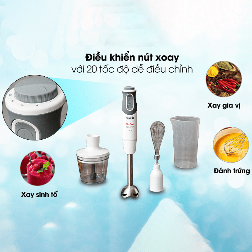 Máy xay sinh tố cầm tay Tefal Opti Chef HB643138, 800W, nhiều tốc độ