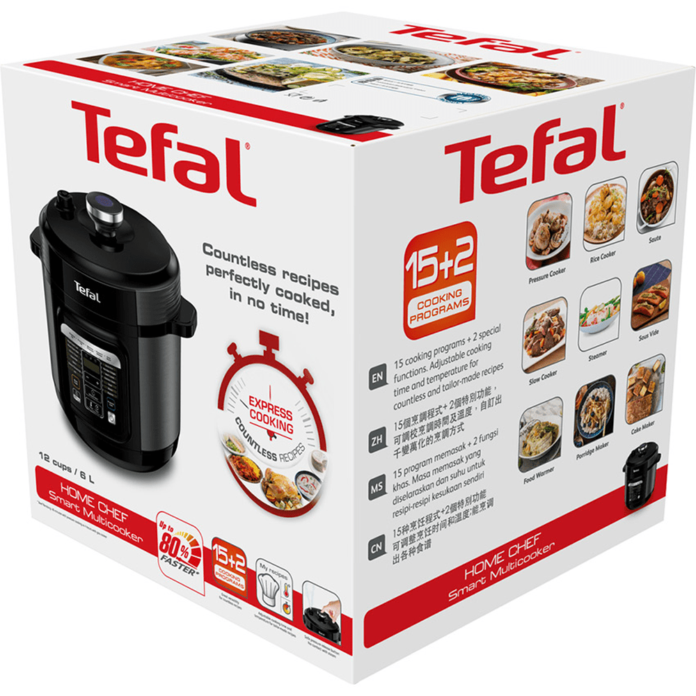 Nồi áp suất điện tử đa năng Tefal CY601868, 6L, 1000W, 15 chức năng nấu