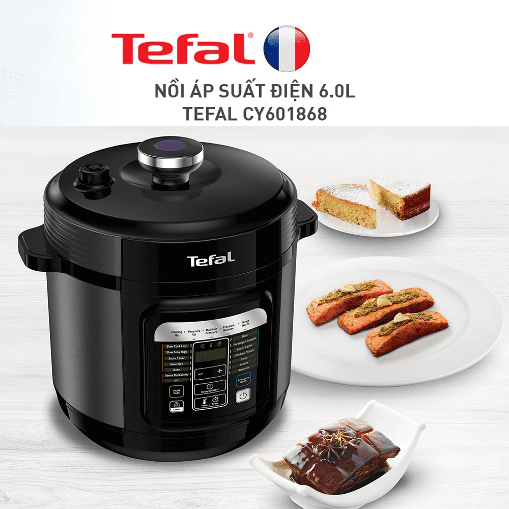 Nồi áp suất điện tử đa năng Tefal CY601868, 6L, 1000W, 15 chức năng nấu