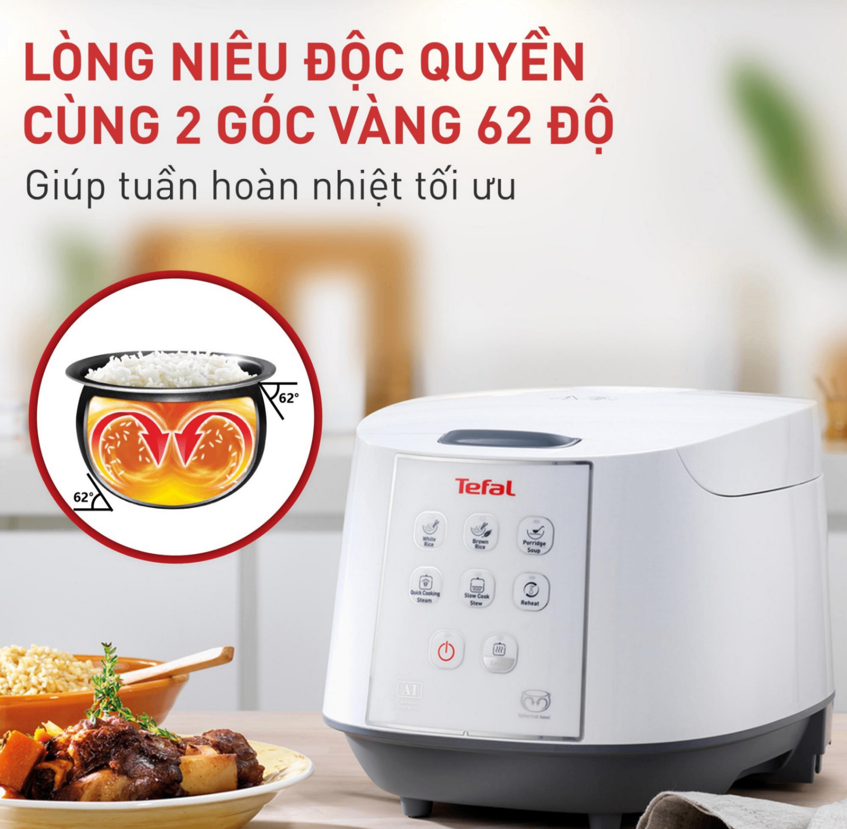 Nồi cơm điện tử Tefal RK732168 - 1.8L, 750W