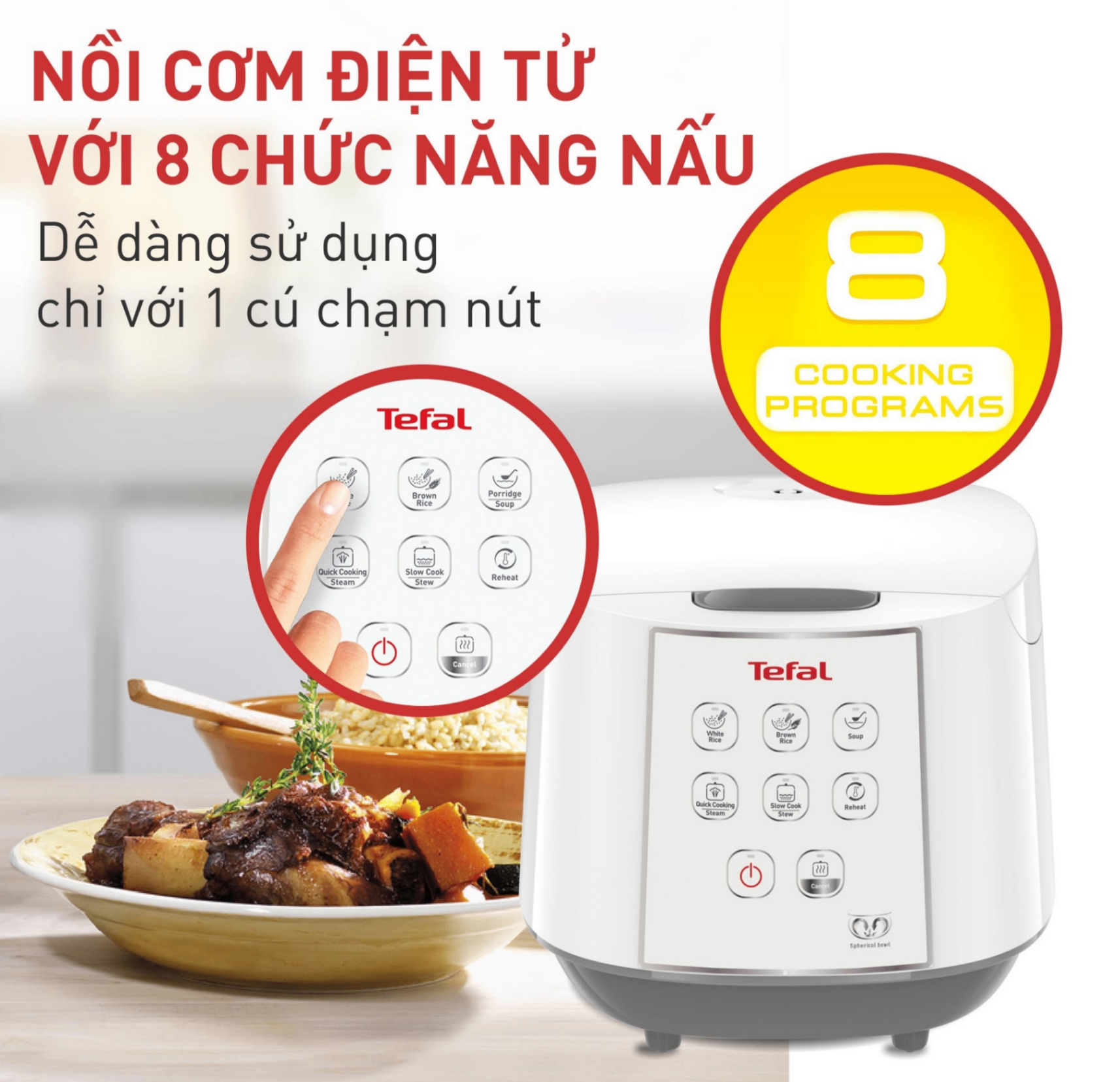 Nồi cơm điện tử Tefal RK732168 - 1.8L, 750W