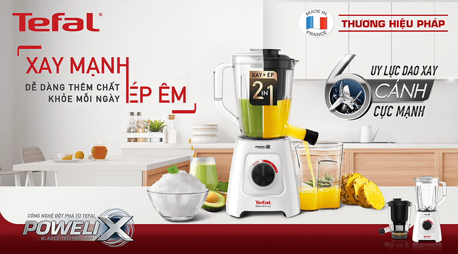 Máy xay sinh tố kết hợp máy ép Tefal BL42Q166