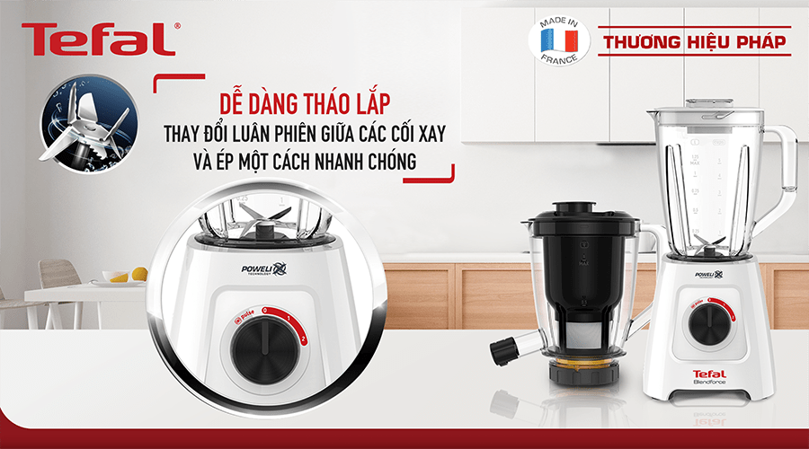 Máy xay sinh tố kết hợp máy ép Tefal BL42Q166