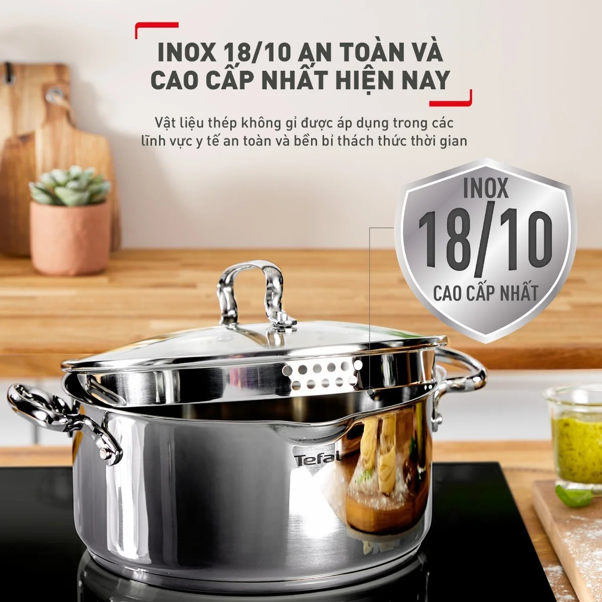 Bộ 3 nồi đáy từ Tefal Duetto Plus G719S674(Quánh 16cm - 1.4L, Nồi 20cm - 2.8L, Nồi 24cm - 4.9L)