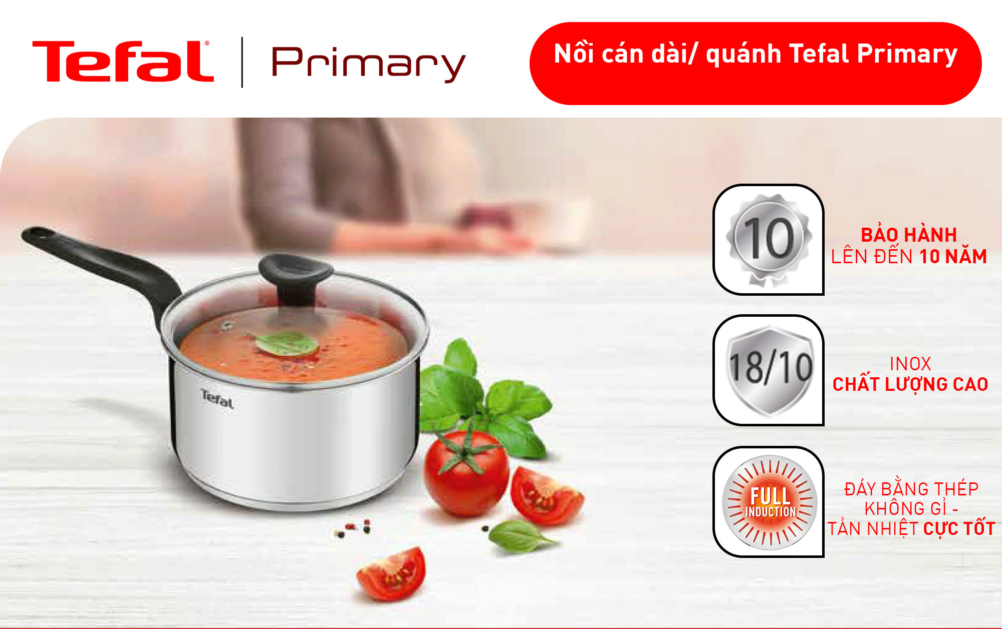 Bộ nồi inox Tefal Primary E3086S74 16/20/24cm