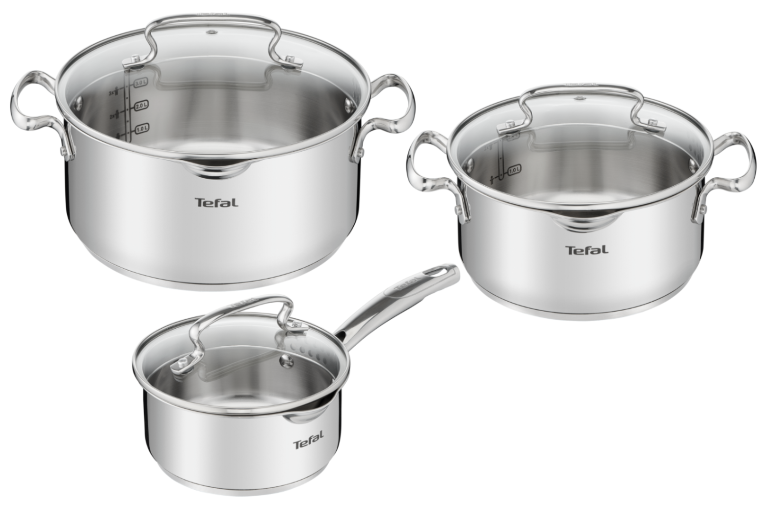 Bộ 3 nồi đáy từ Tefal Duetto Plus G719S674(Quánh 16cm - 1.4L, Nồi 20cm - 2.8L, Nồi 24cm - 4.9L)