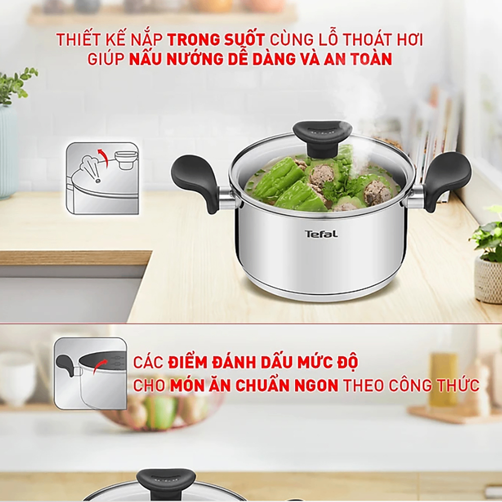 Bộ nồi inox Tefal Primary E308S674 16/18/20cm