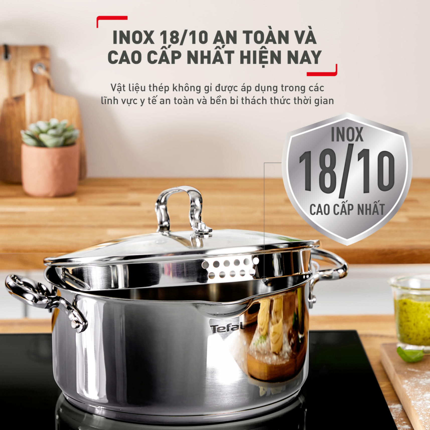 Bộ 3 nồi đáy từ Tefal Duetto Plus G719S674(Quánh 16cm - 1.4L, Nồi 20cm - 2.8L, Nồi 24cm - 4.9L)