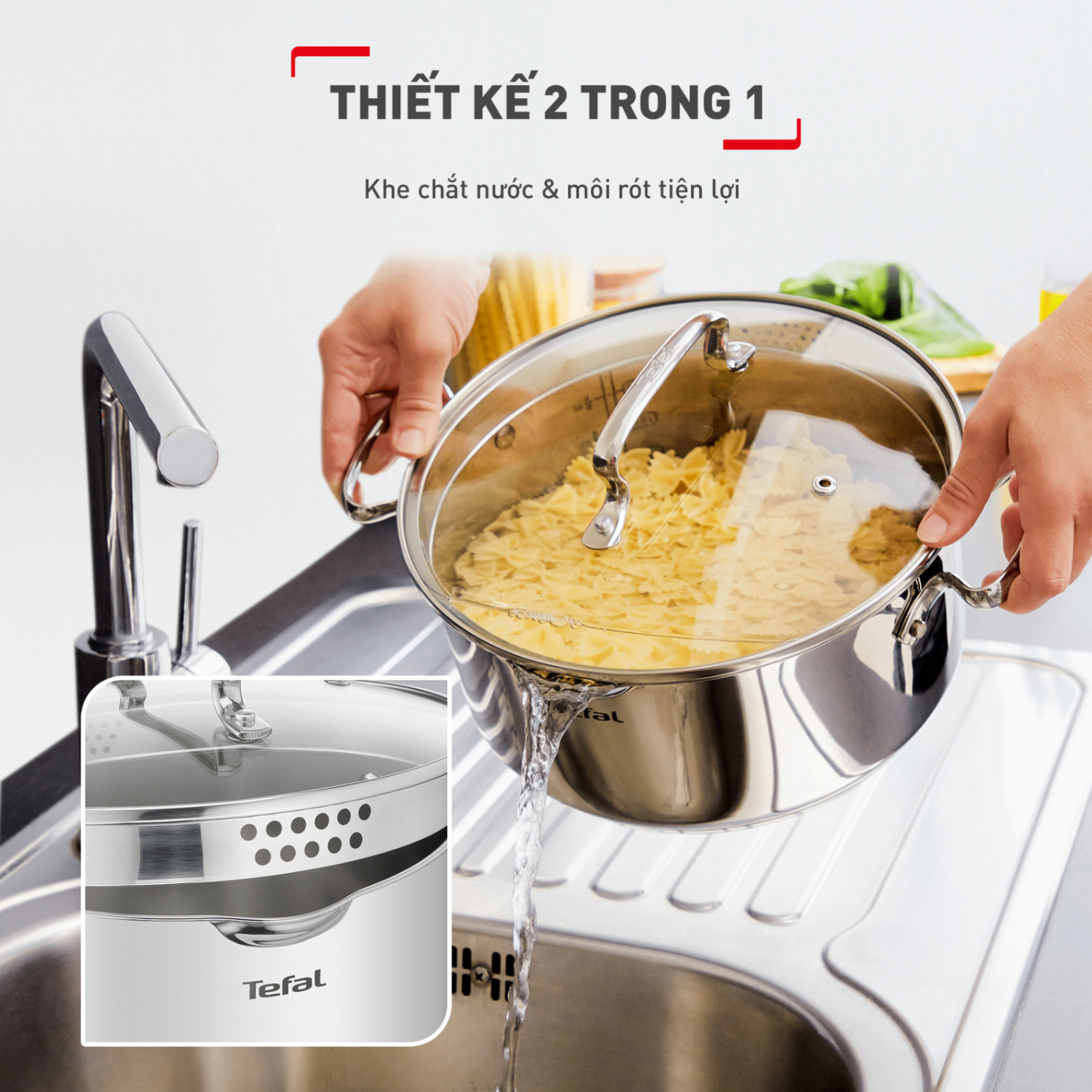 Bộ 3 nồi đáy từ Tefal Duetto Plus G719S674(Quánh 16cm - 1.4L, Nồi 20cm - 2.8L, Nồi 24cm - 4.9L)