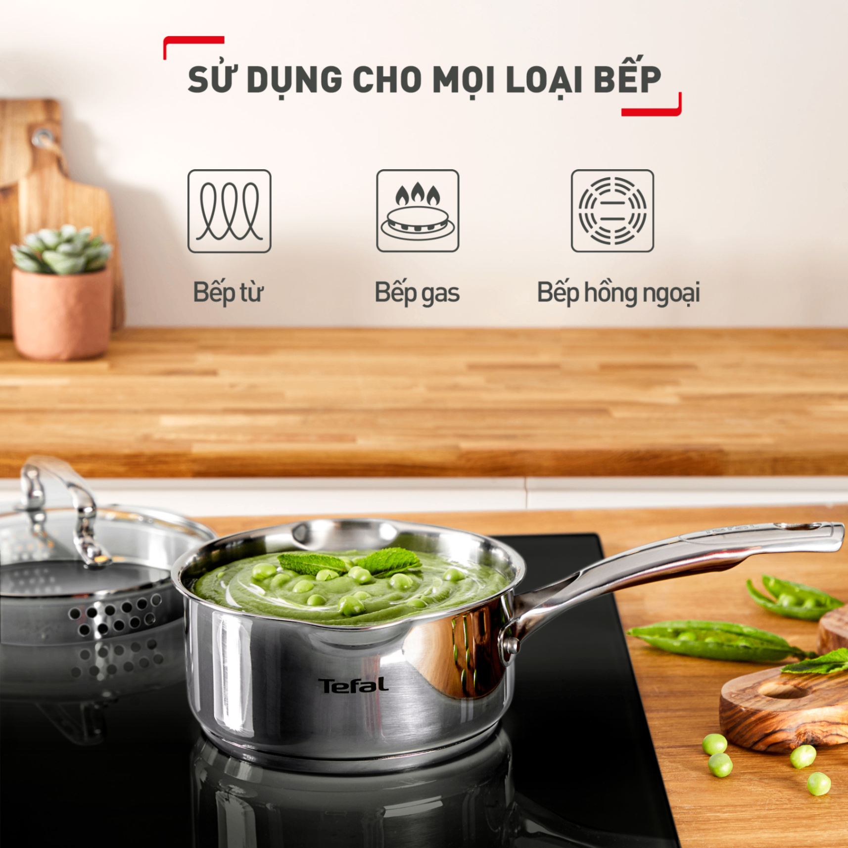 Bộ 3 nồi đáy từ Tefal Duetto Plus G719S674(Quánh 16cm - 1.4L, Nồi 20cm - 2.8L, Nồi 24cm - 4.9L)