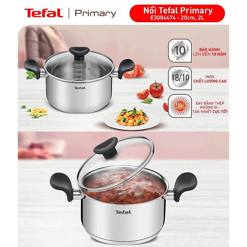 Bộ nồi inox Tefal Primary E308S674 16/18/20cm