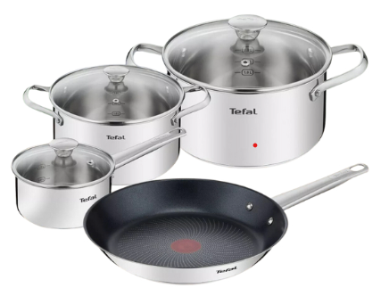 Bộ nồi chảo Inox cao cấp đáy từ Tefal Cook Eat B922S784 (16, 20, 24, 28cm)