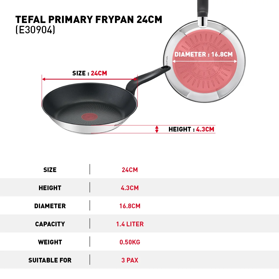 Chảo chiên chống dính đáy từ Tefal Primary E3090404 24cm