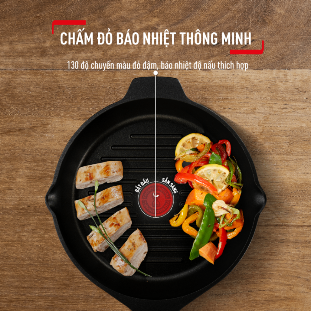 Chảo đúc cao cấp nướng, chiên Tefal Robusto có miệng rót 26cm E2494044