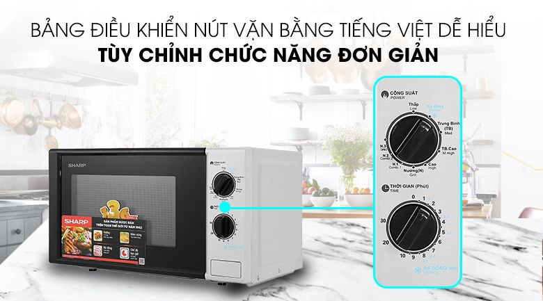 Bảng điều khiển Lò vi sóng R-G225VN-BK 20 lít