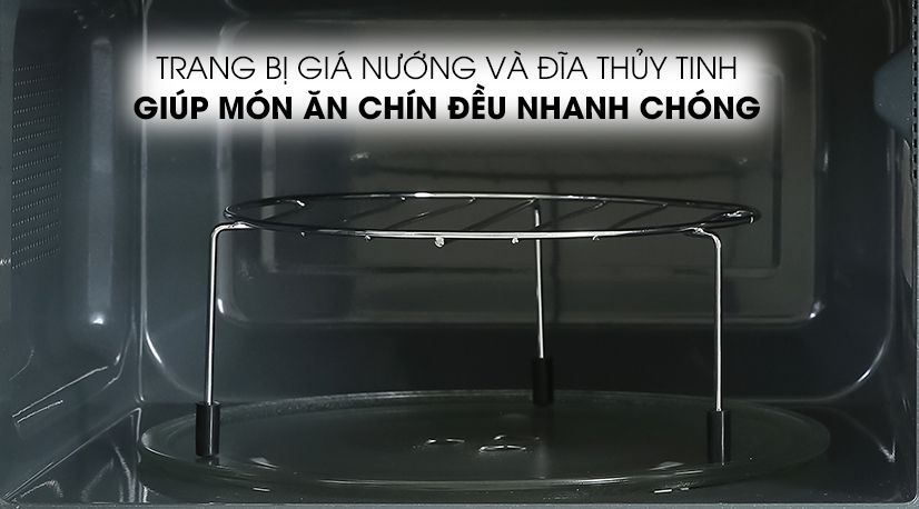 Gía nướng và đĩa thủy tinh Lò vi sóng R-G225VN-BK 20 lít