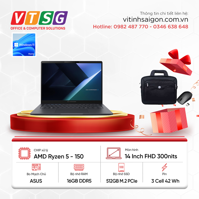 Laptop ASUS ExpertBook B1 S61611W (Ryzen5-150/16GB/512G/14/W11)