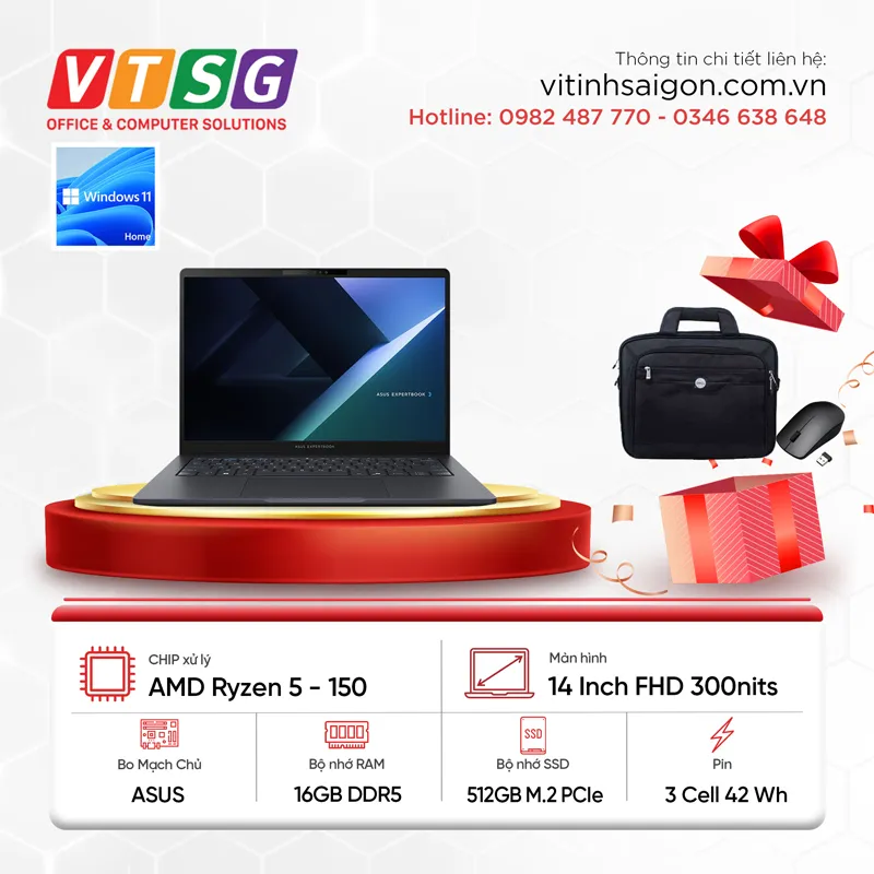 Laptop ASUS ExpertBook B1 S61611W (Ryzen5-150/16GB/512G/14/W11)